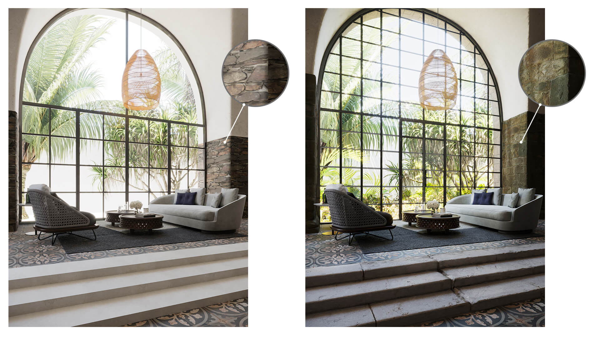 Architectural 3D rendering — accurate materials textures CGI