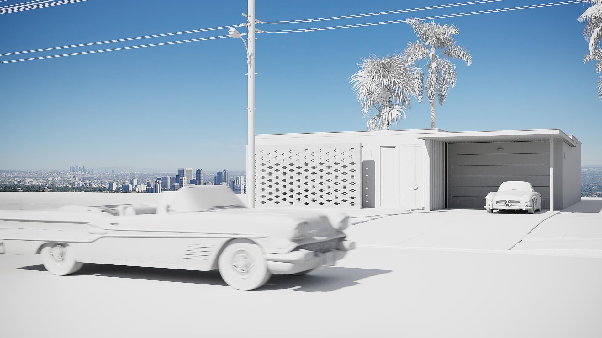 Grayscale Render of a Villa Concept