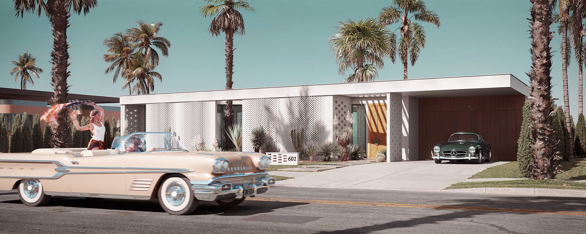 Atmospheric 3D Rendering of a Villa Exterior