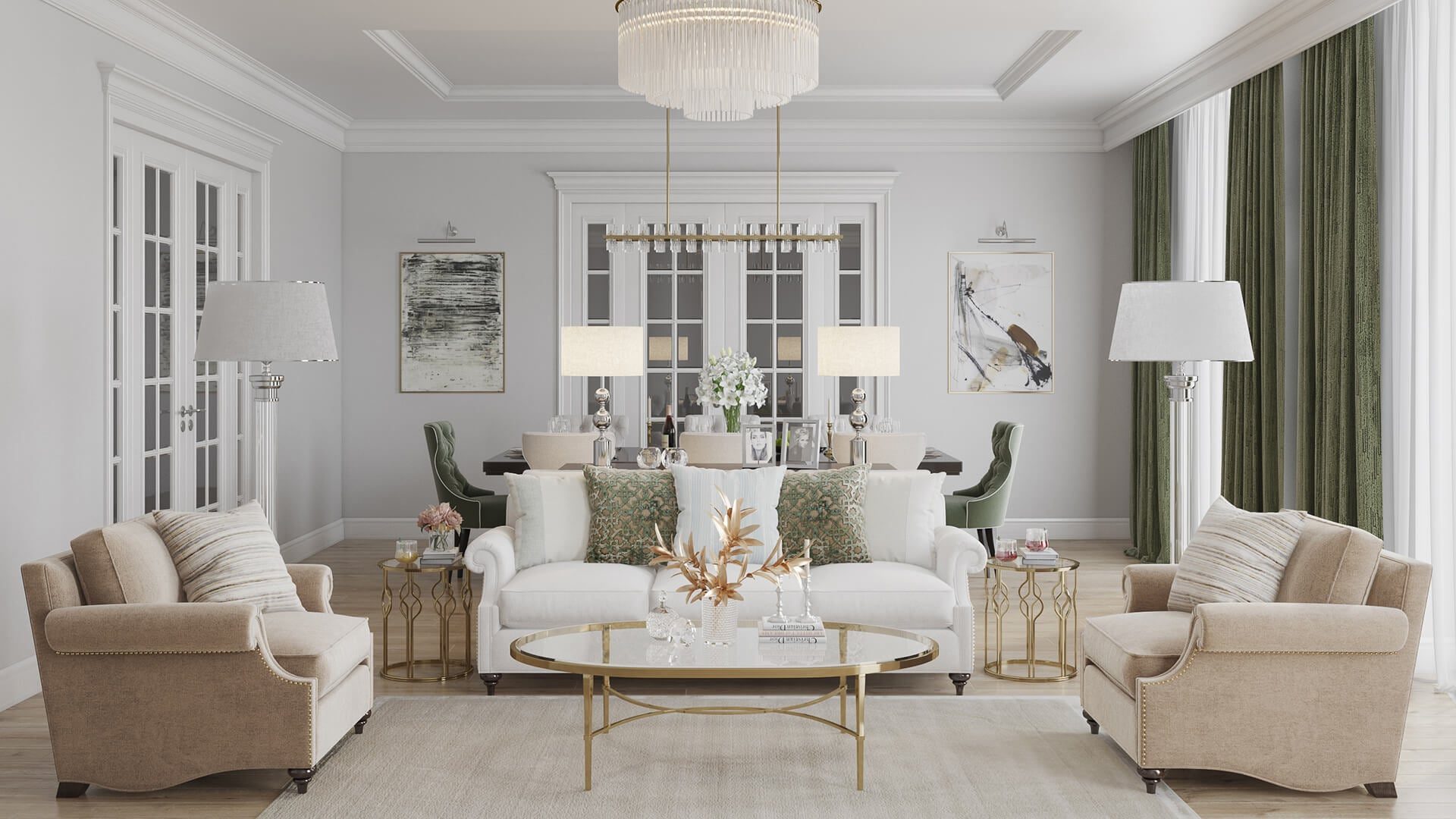 Interior rendering service — colored proof with textures CGI