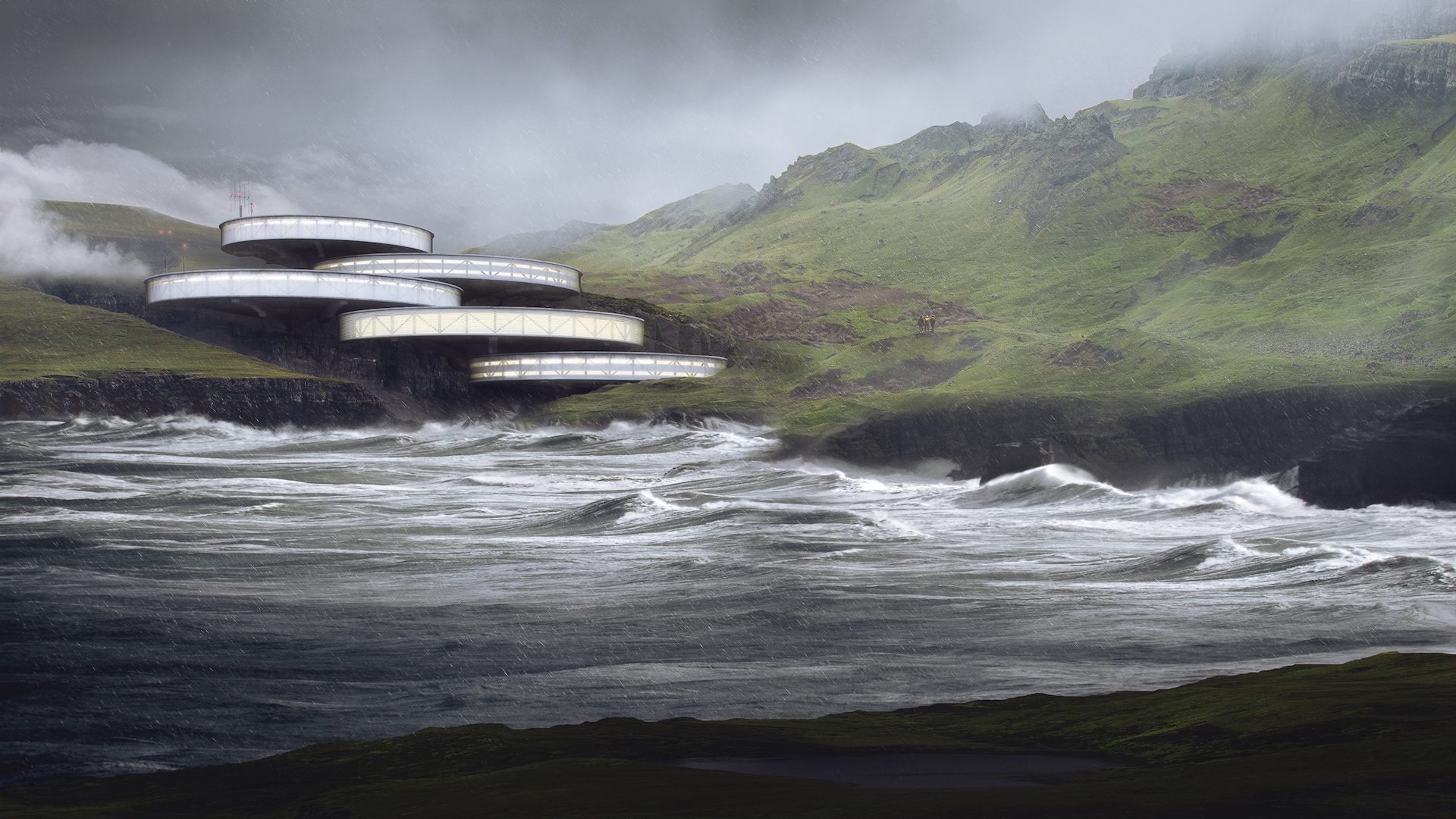 Atmospheric 3D Rendering of a Contemporary Building
