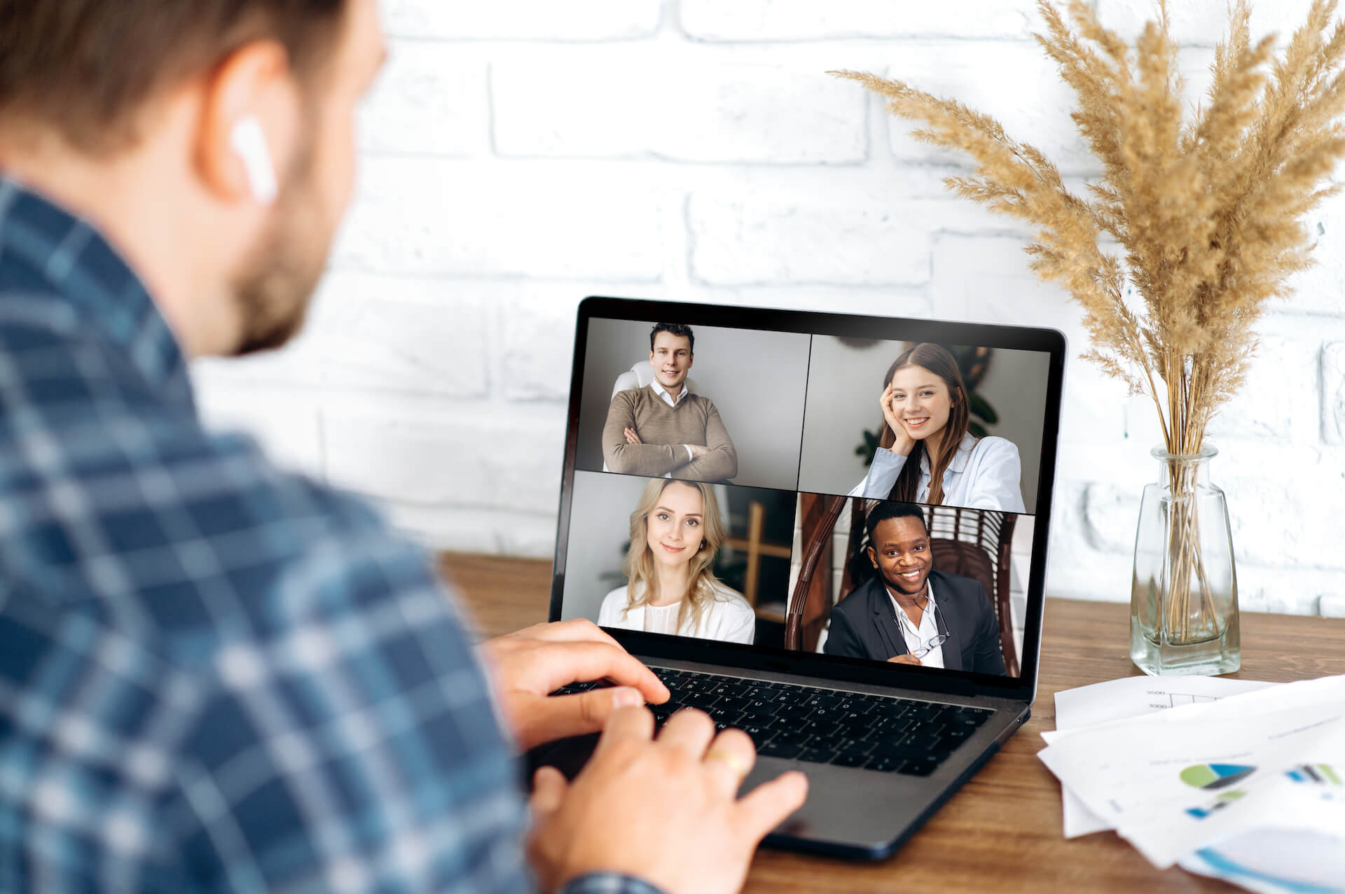 Man Recording Important Zoom Meeting with Colleagues