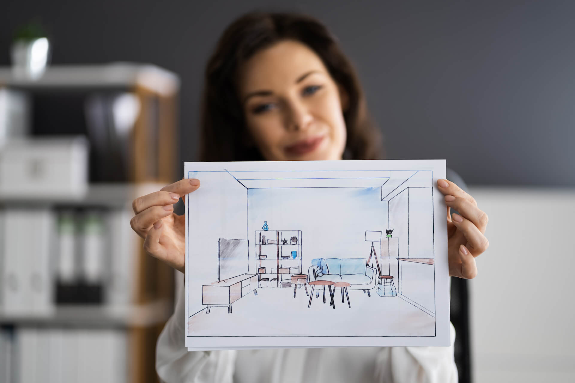 Designer Using Visual Aid to Show Interior Concept
