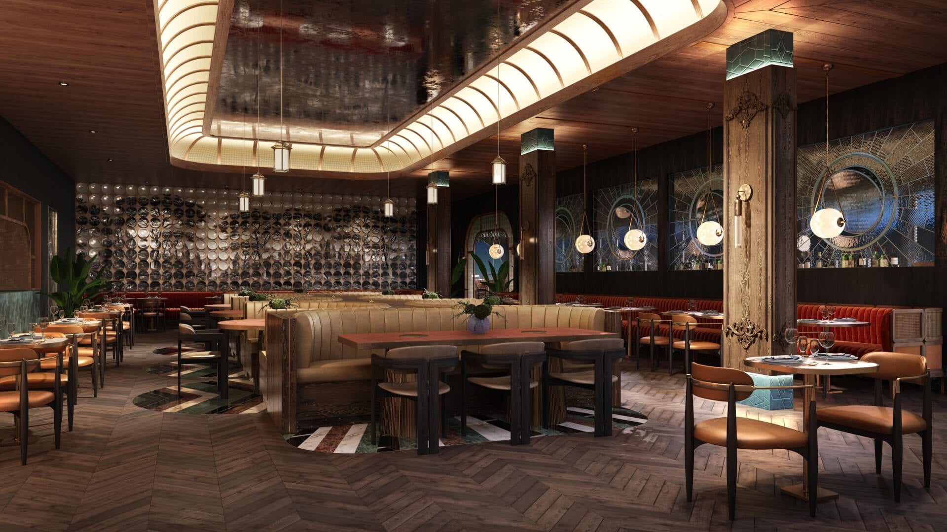 Restaurant 3D rendering — Clay after first review CGI