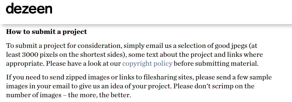Submission Guidelines of an Architecture Magazine