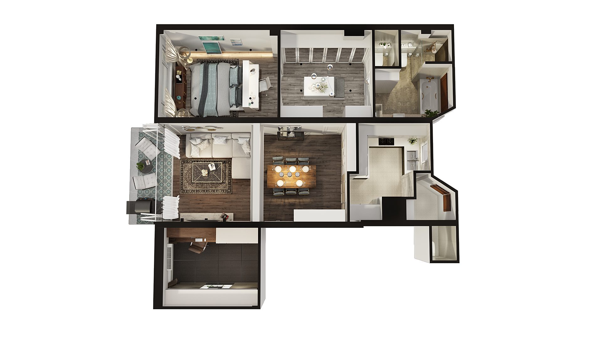 3D floor plan for real estate — online advertising CGI
