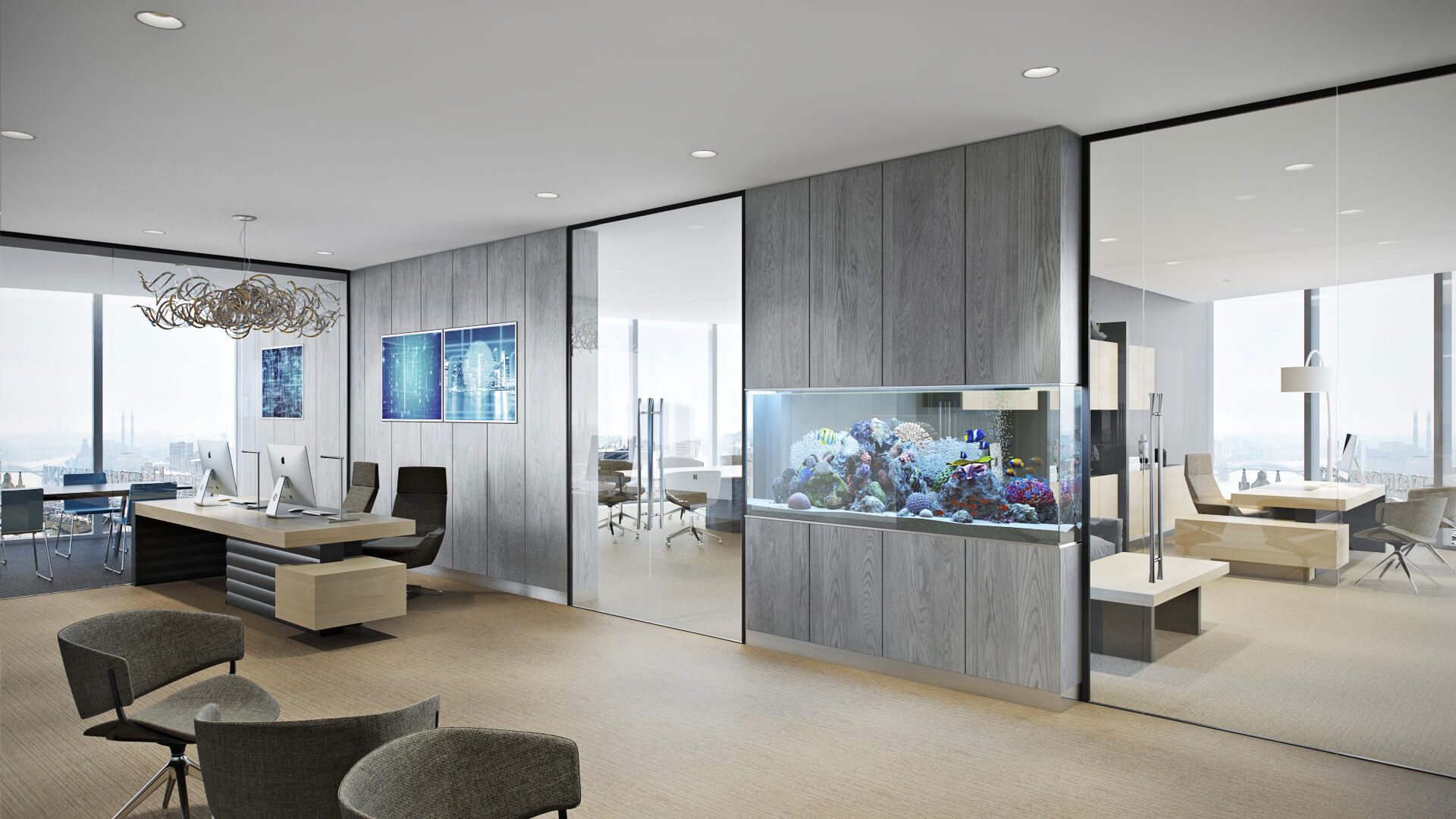 3D Render of A Stylish Office