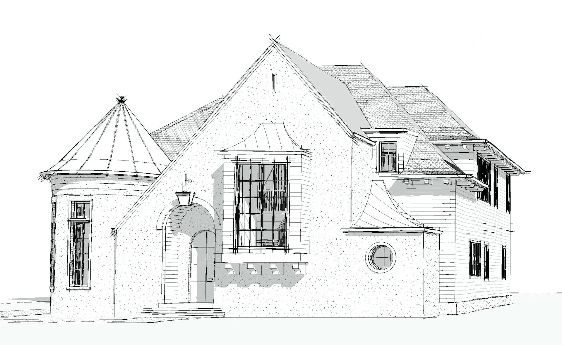 3D exterior rendering brief — SketchUp camera angle reference