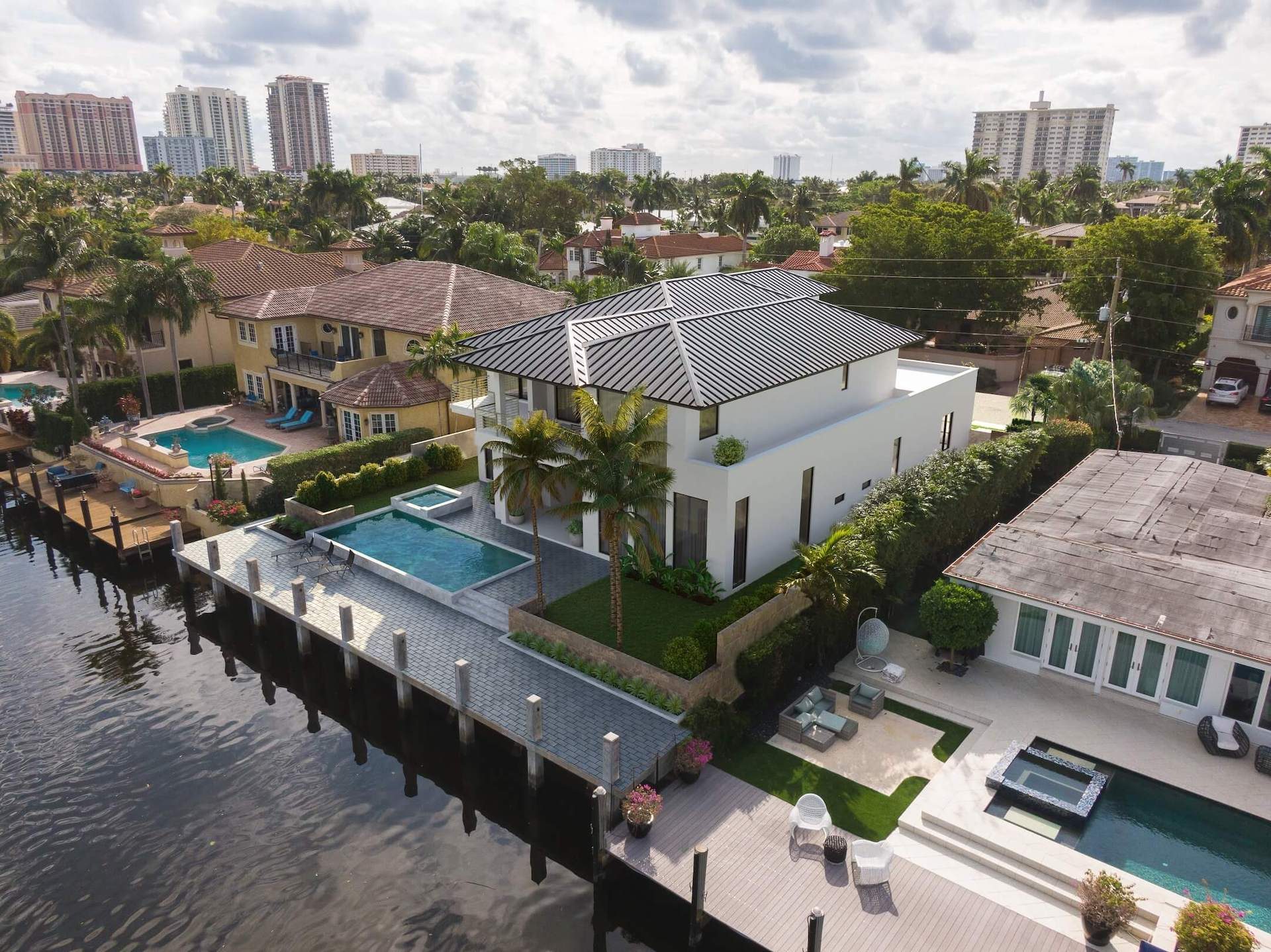 Photo montage rendering — pool residence exterior CGI