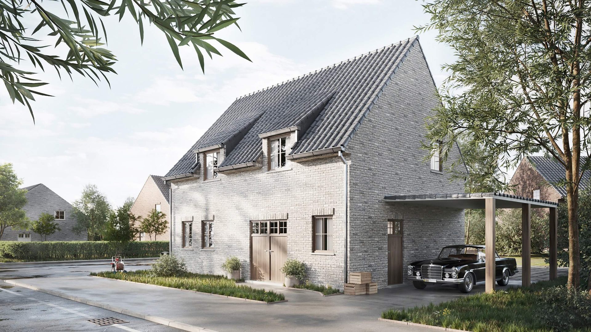 Exterior 3D Render of a Two-story House