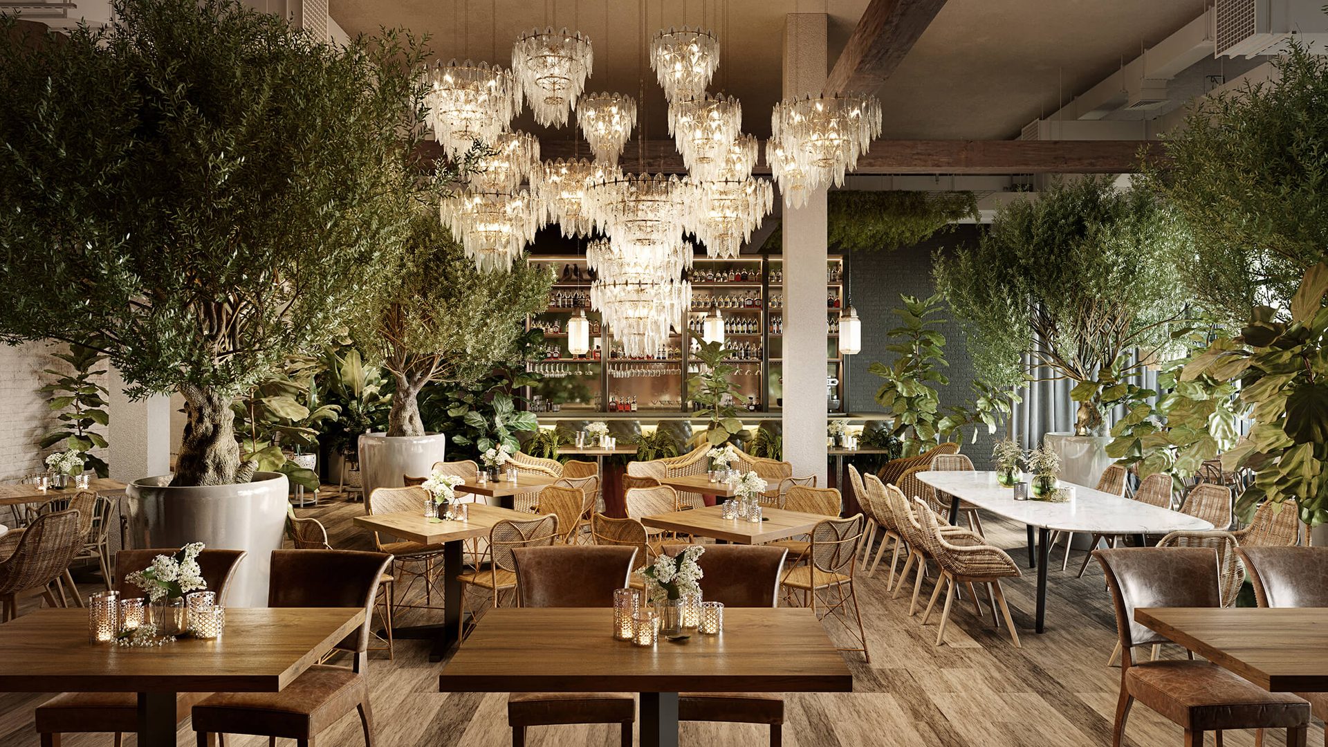 Architectural rendering Florida — Aba Miami Bal Harbour restaurant CGI