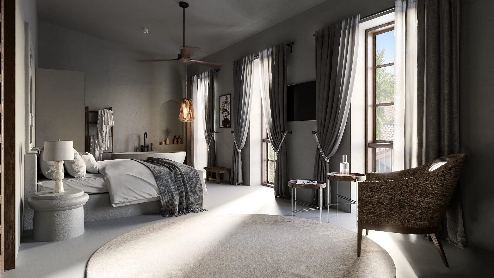 3D architectural rendering — hotel suite multiple POV CGI