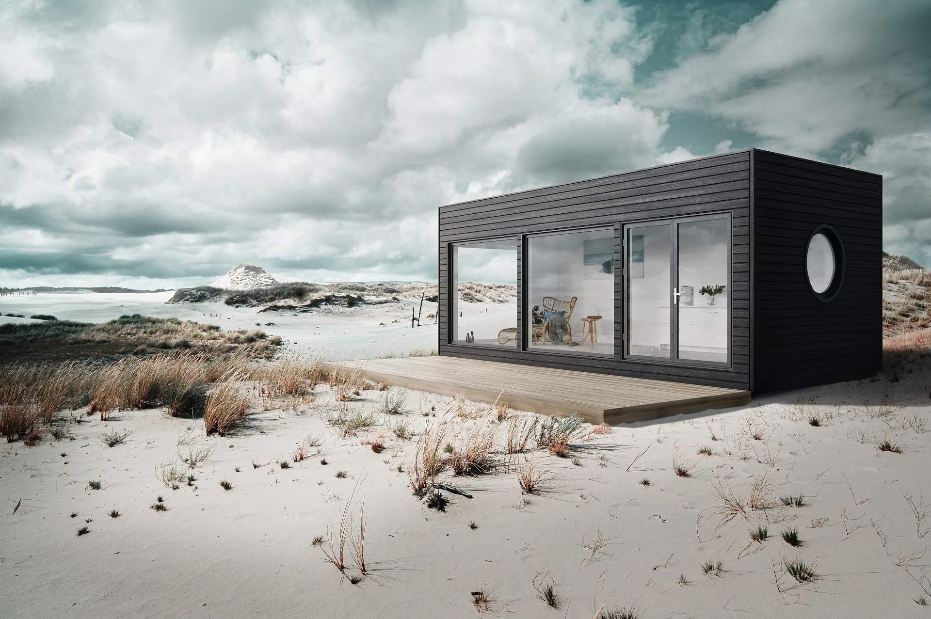 Architectural visualization — small cabin exterior 3–4 days