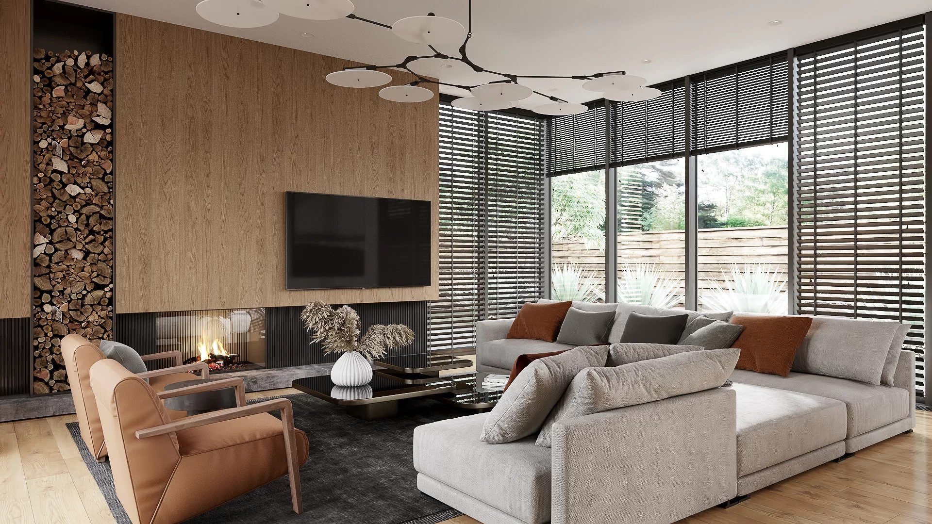 Architectural visualization — modern living room interior 3 days