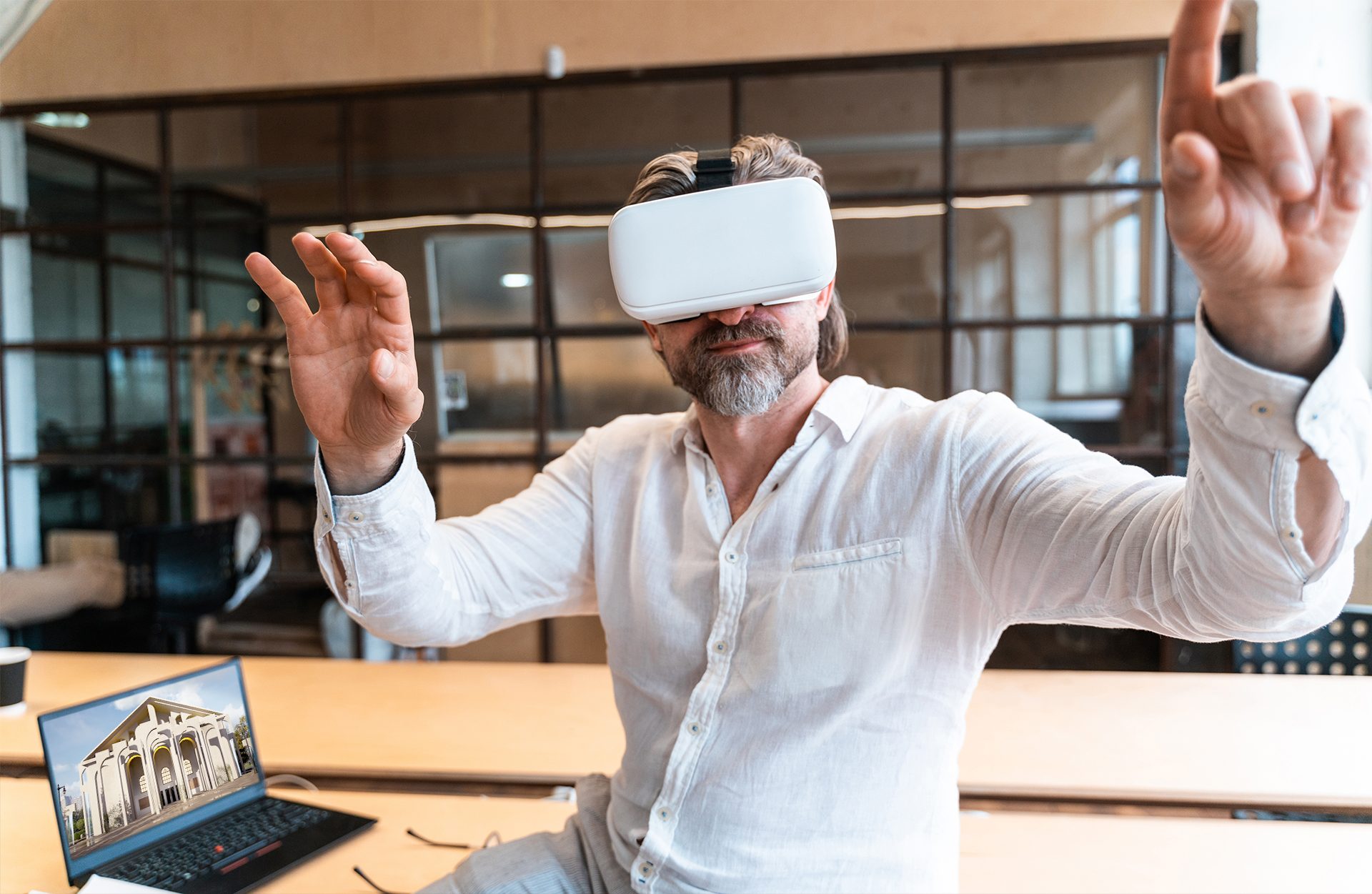 Virtual reality architecture — architect with VR headset