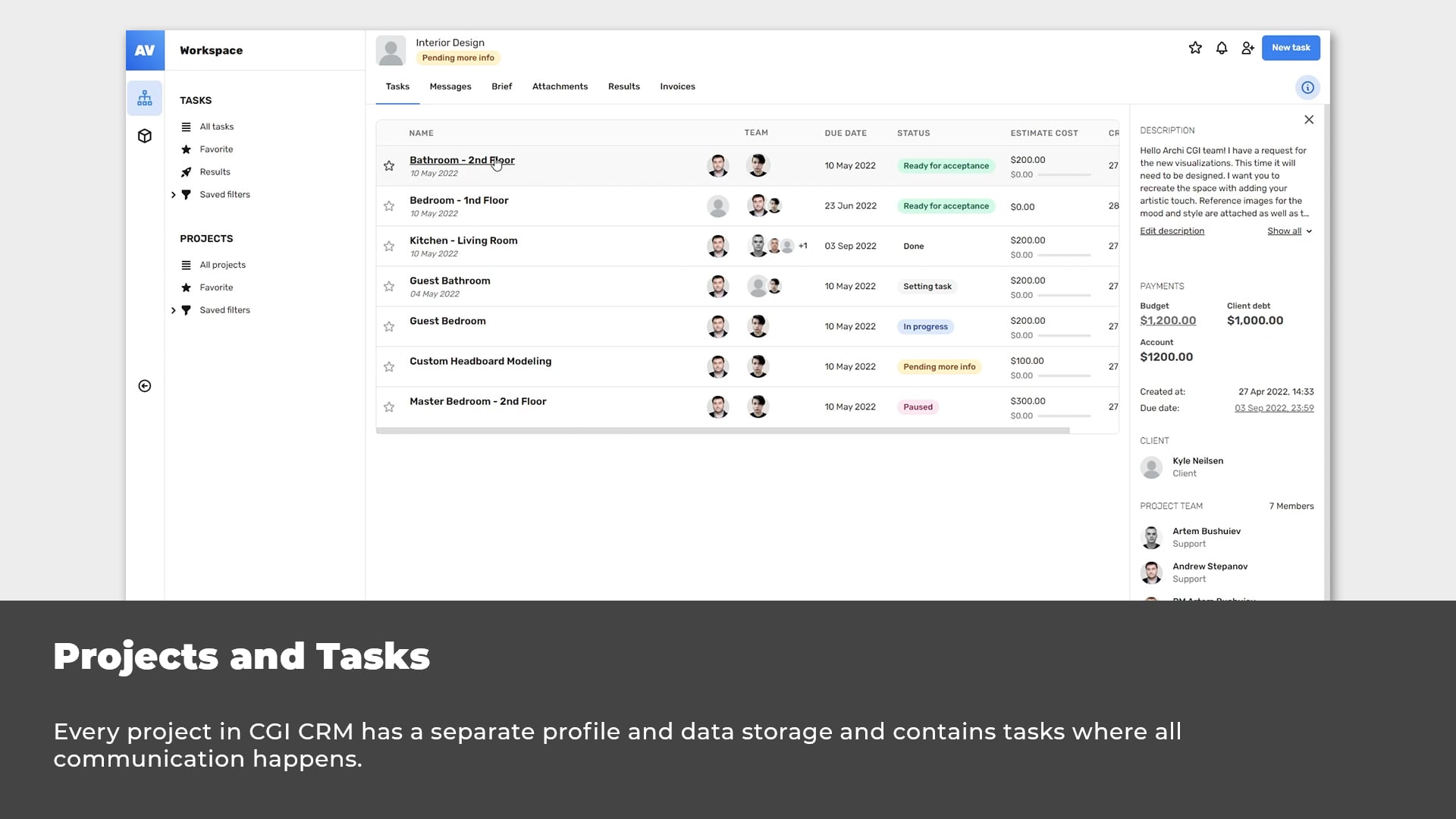 Projects and Tasks Structure in Archivizer