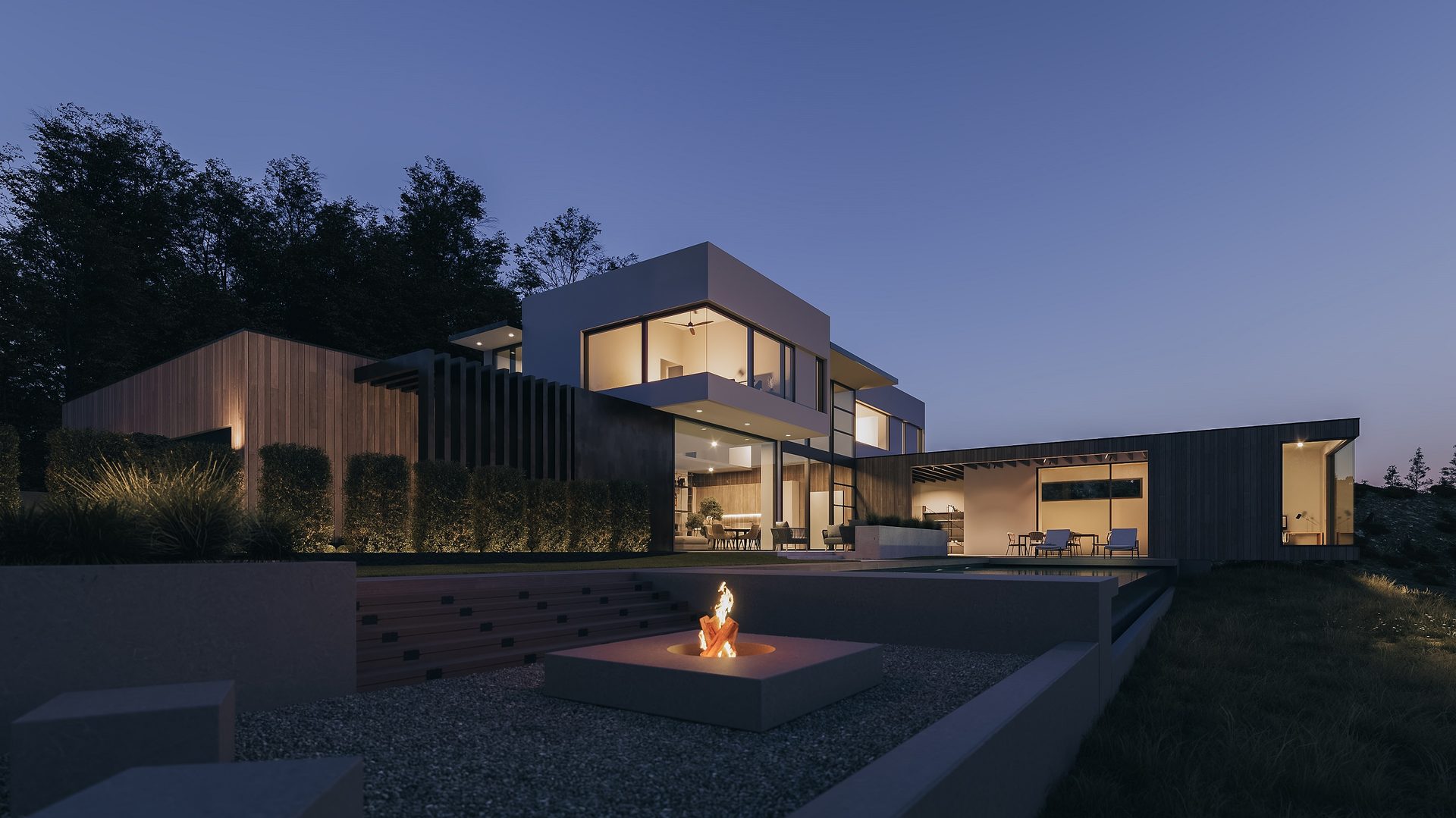 Photorealistic CGI of a Cozy House at Night