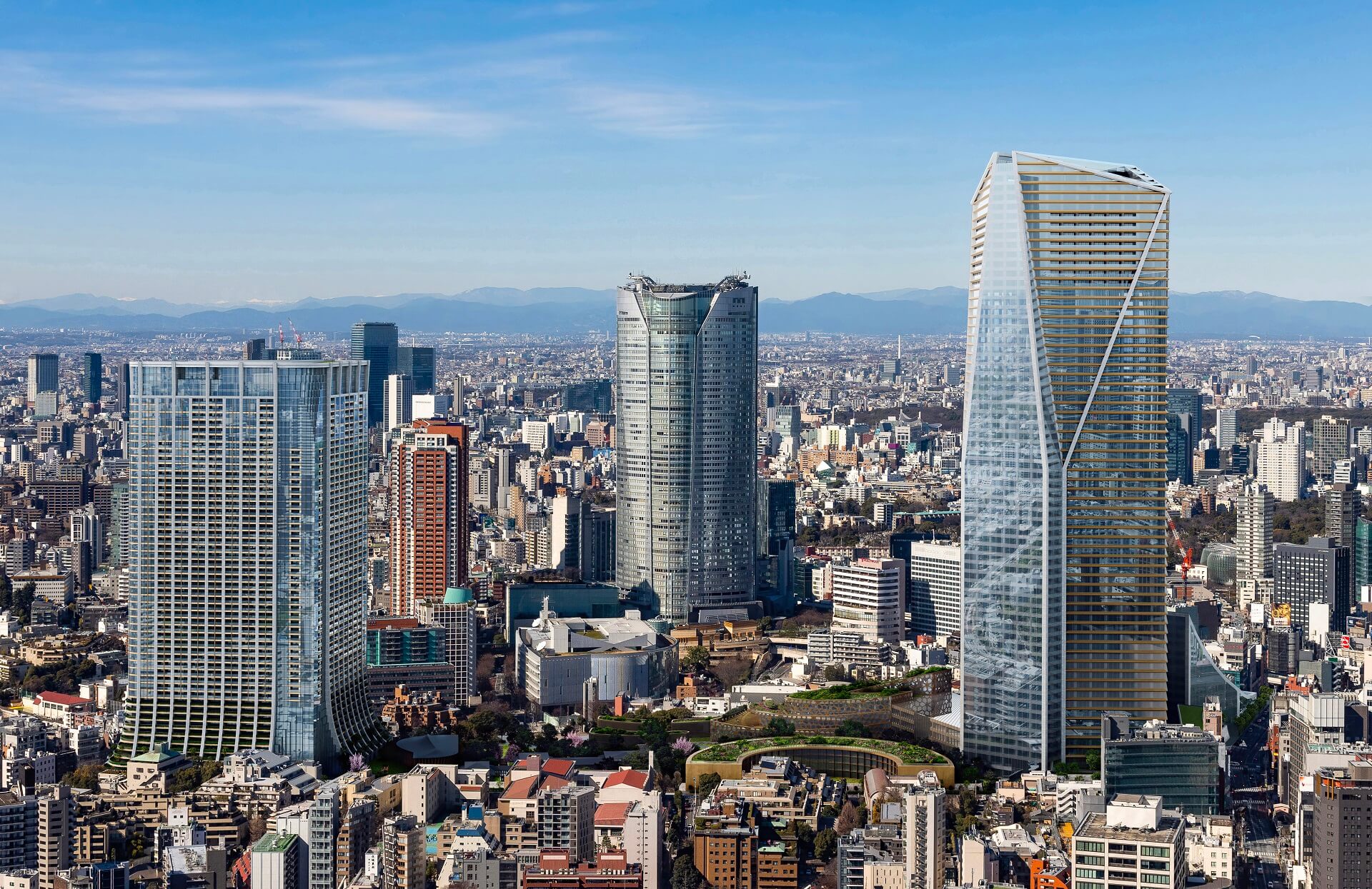 Urban design rendering — high-rise buildings