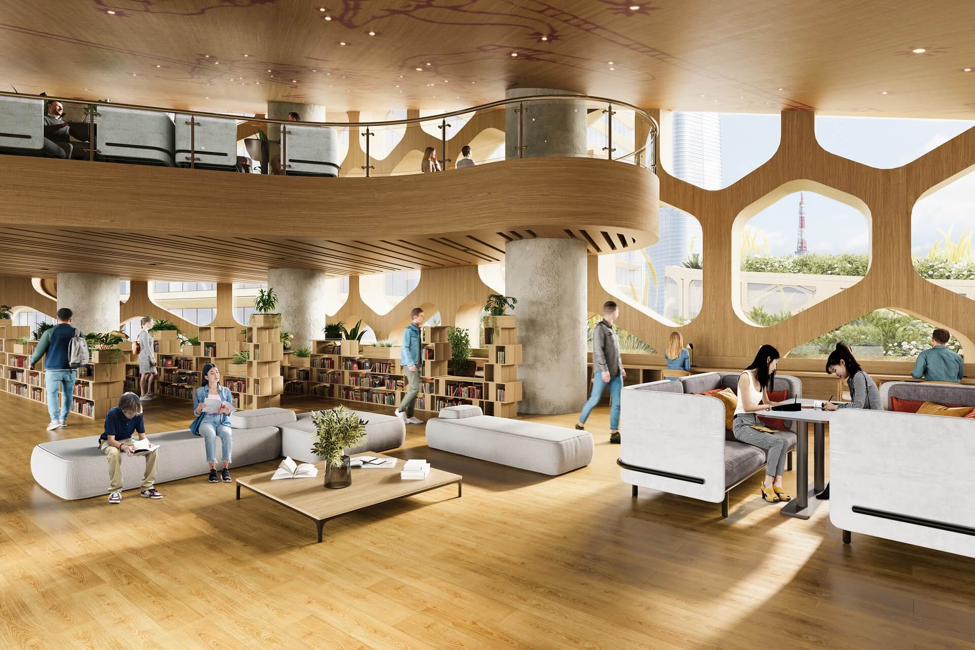 Urban Redevelopment Rendering: Library Design