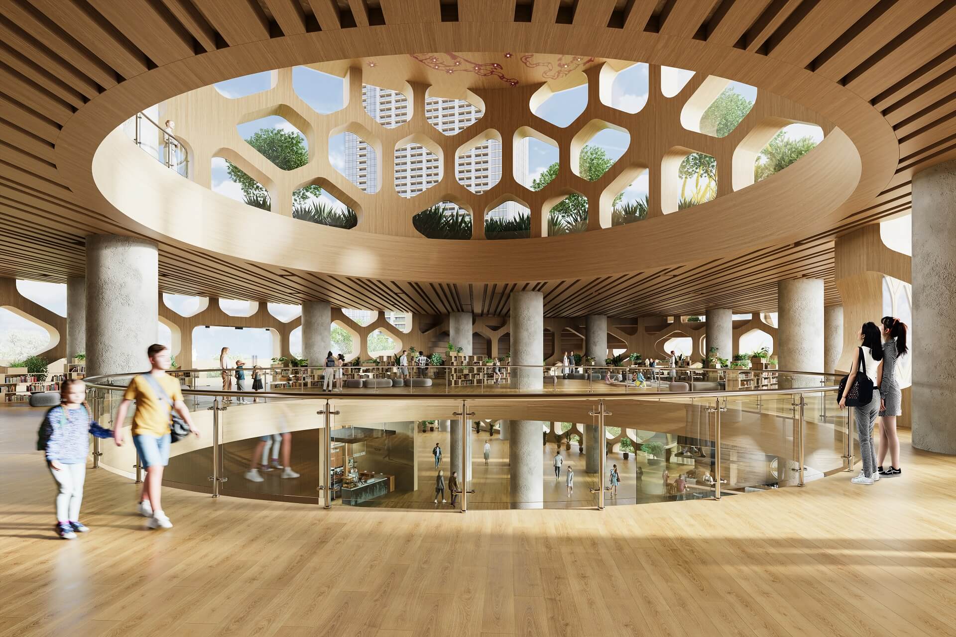 Urban Redevelopment Rendering: Library Interior