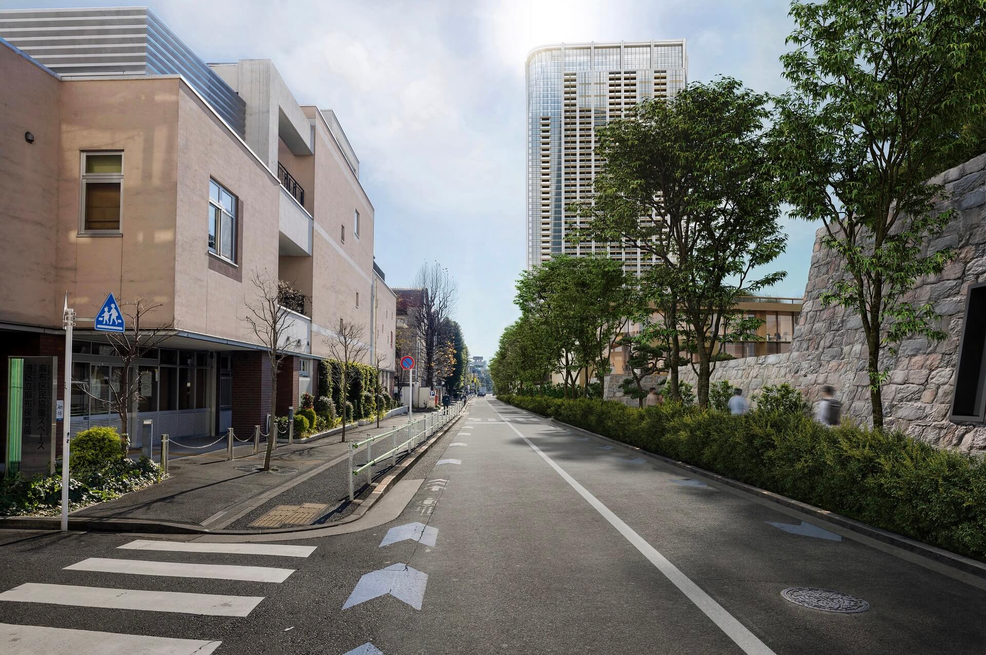 Urban rendering street view of complex