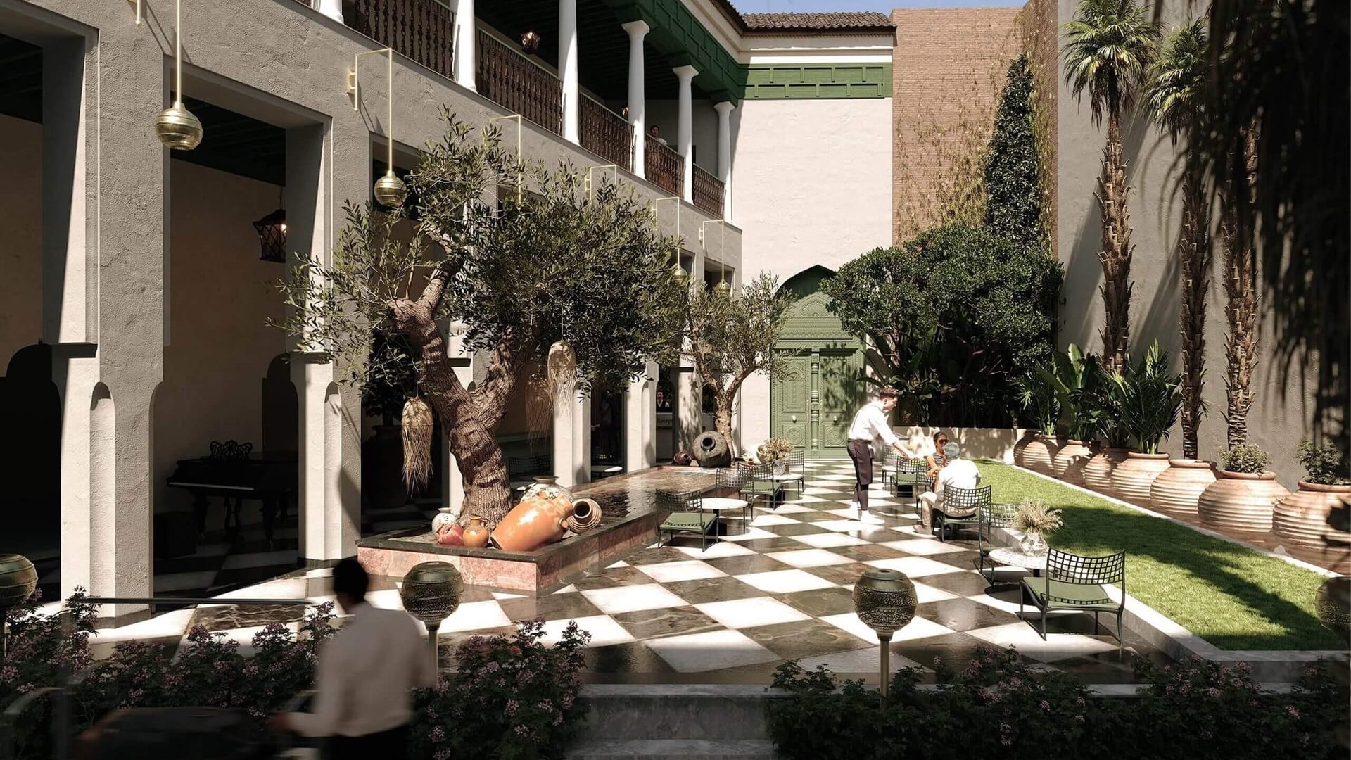 3D Rendering for Hospitality: Hotel Courtyard