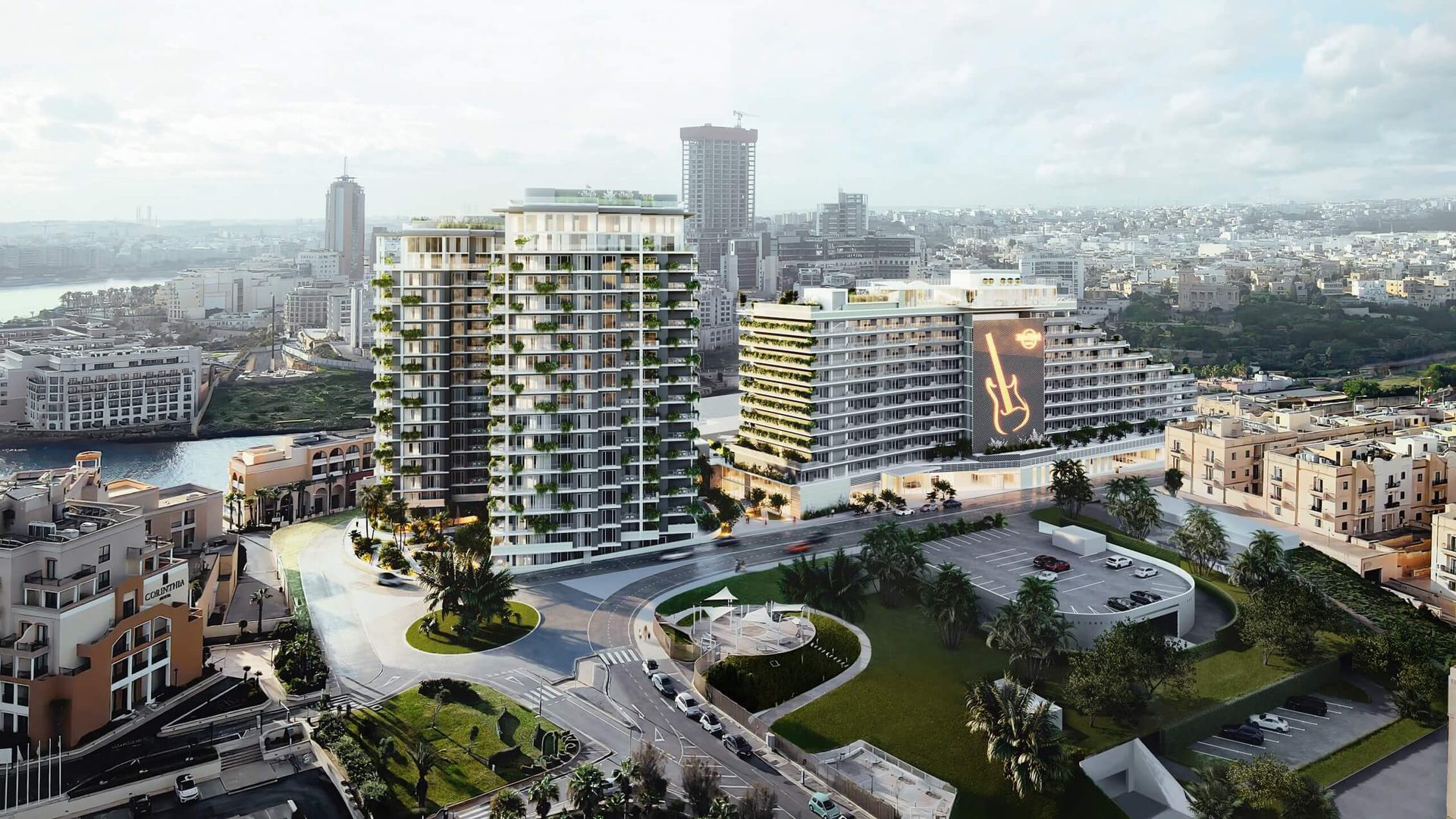 3D Rendering of Hotel Exterior: Daytime View