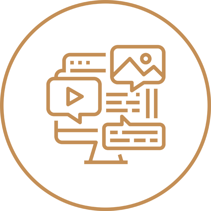 Icon about marketing content creation with 3D interior visualization