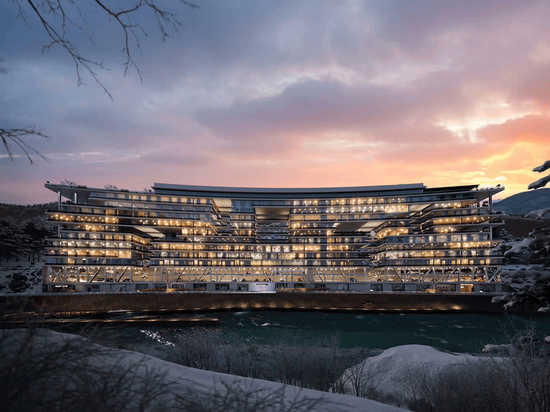 Conceptual 3D Architectural Illustration: Hotel
