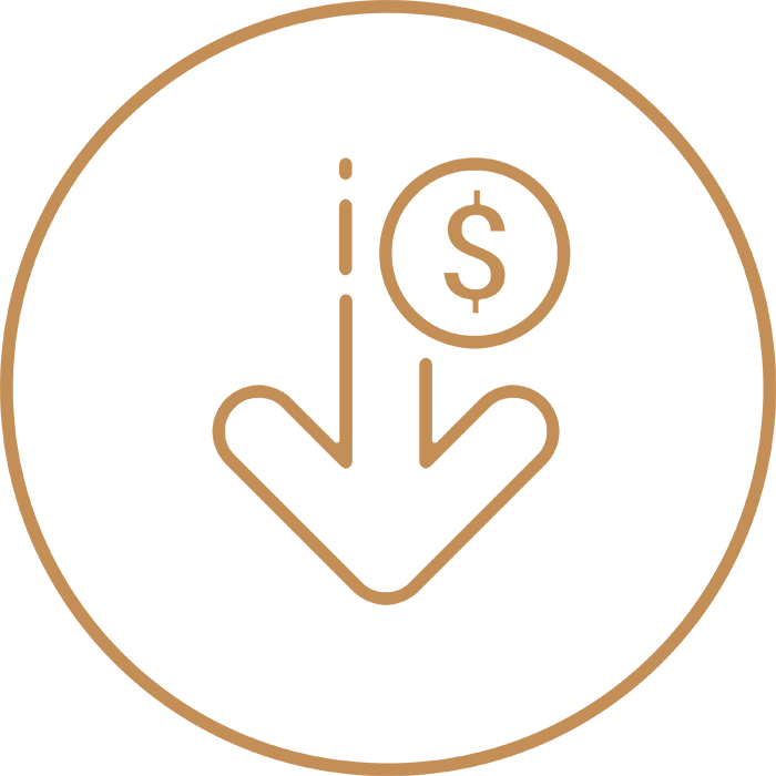 Cost reduction icon highlighting benefits of CGI outsourcing for interior designers