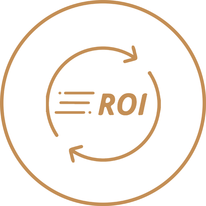 Icon illustrating improved marketing ROI through CGI-generated content for ads and social media