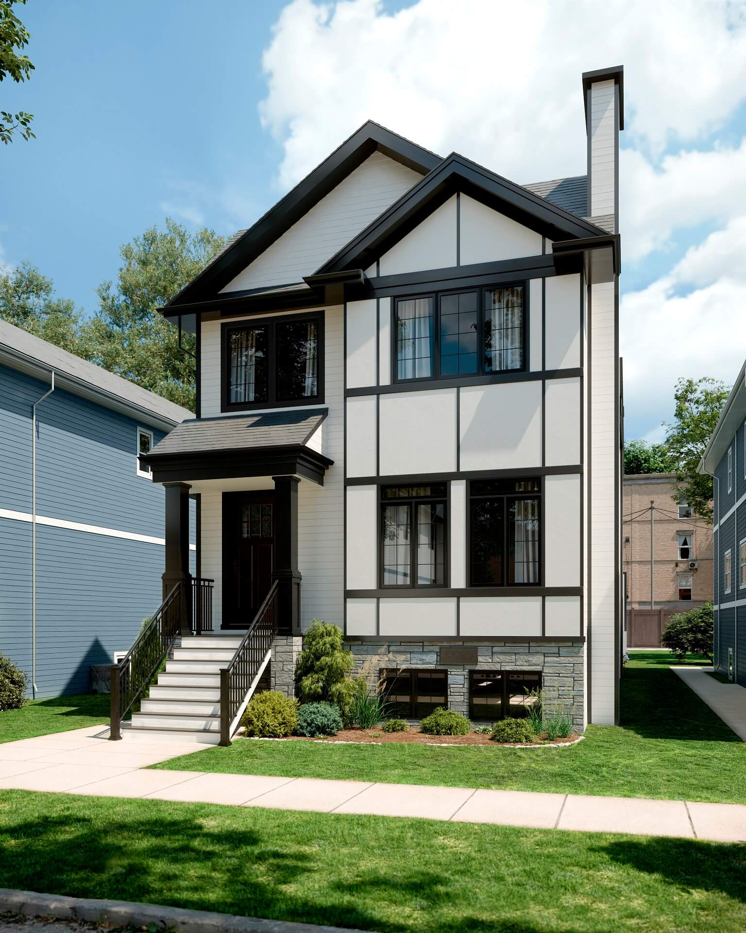 Real estate visualization — white exterior design option CGI