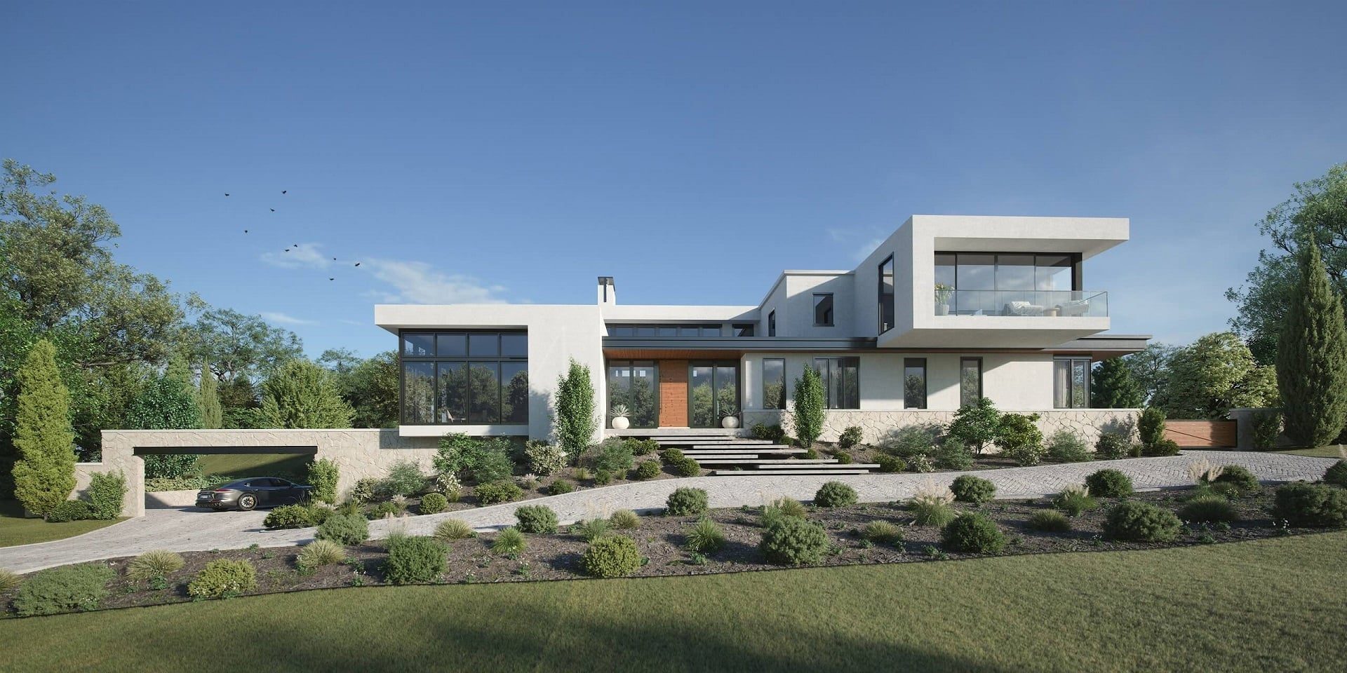 Real estate visualization — modern residence exterior CGI