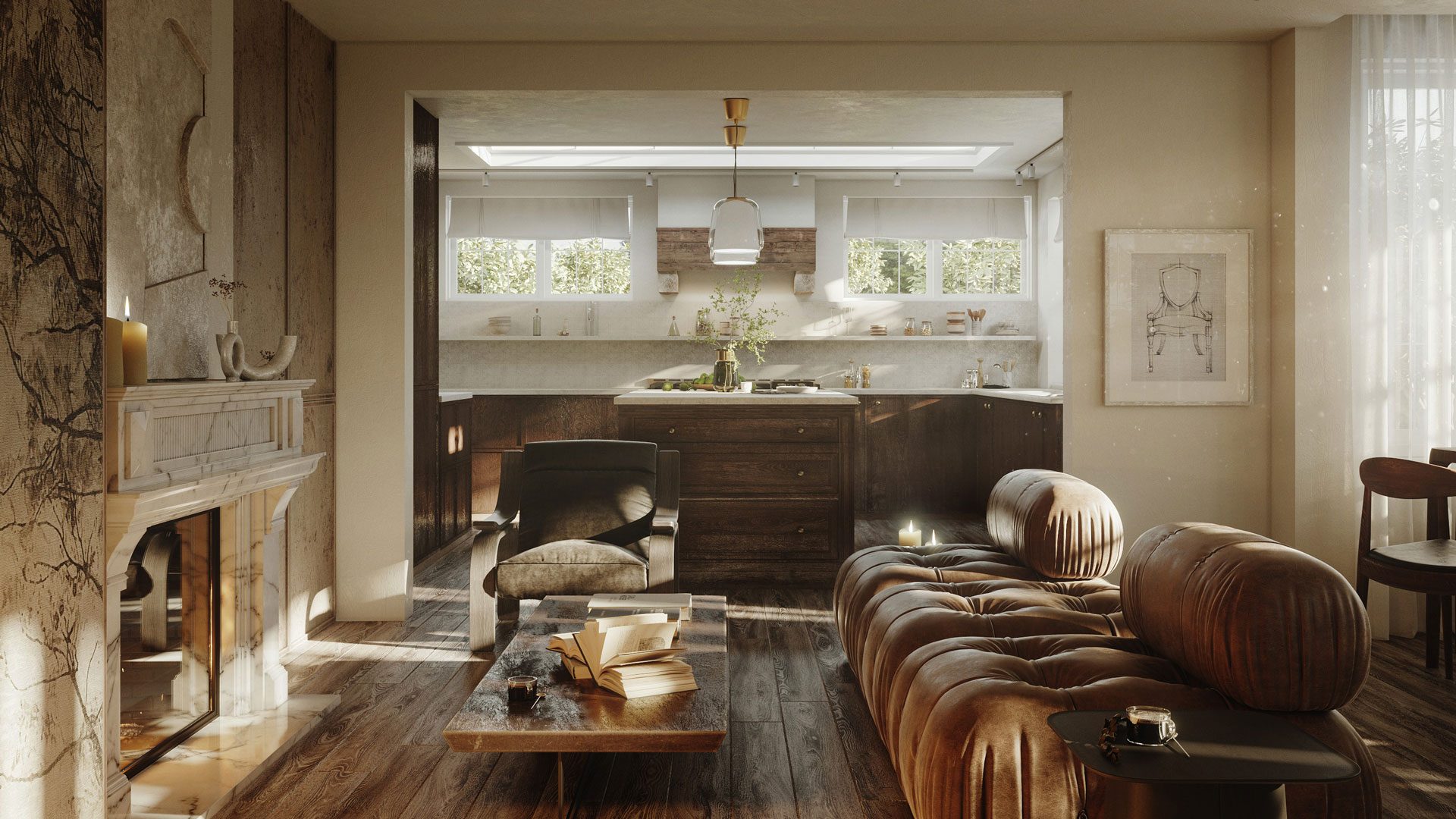 3D Visualization of a Living Room Interior in NYC