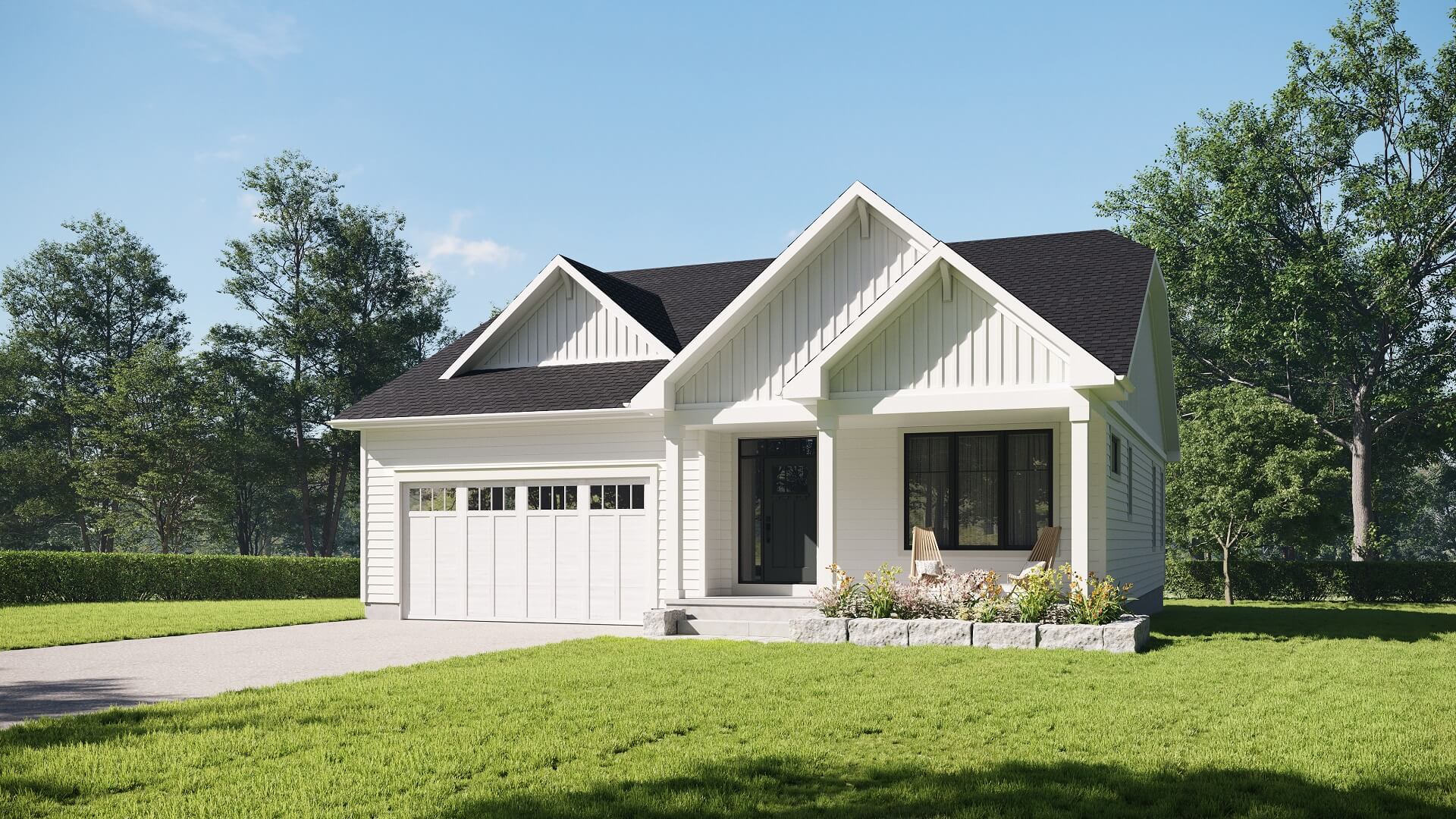 Energy-efficient Homes 3D Rendering: Sleek Bungalow