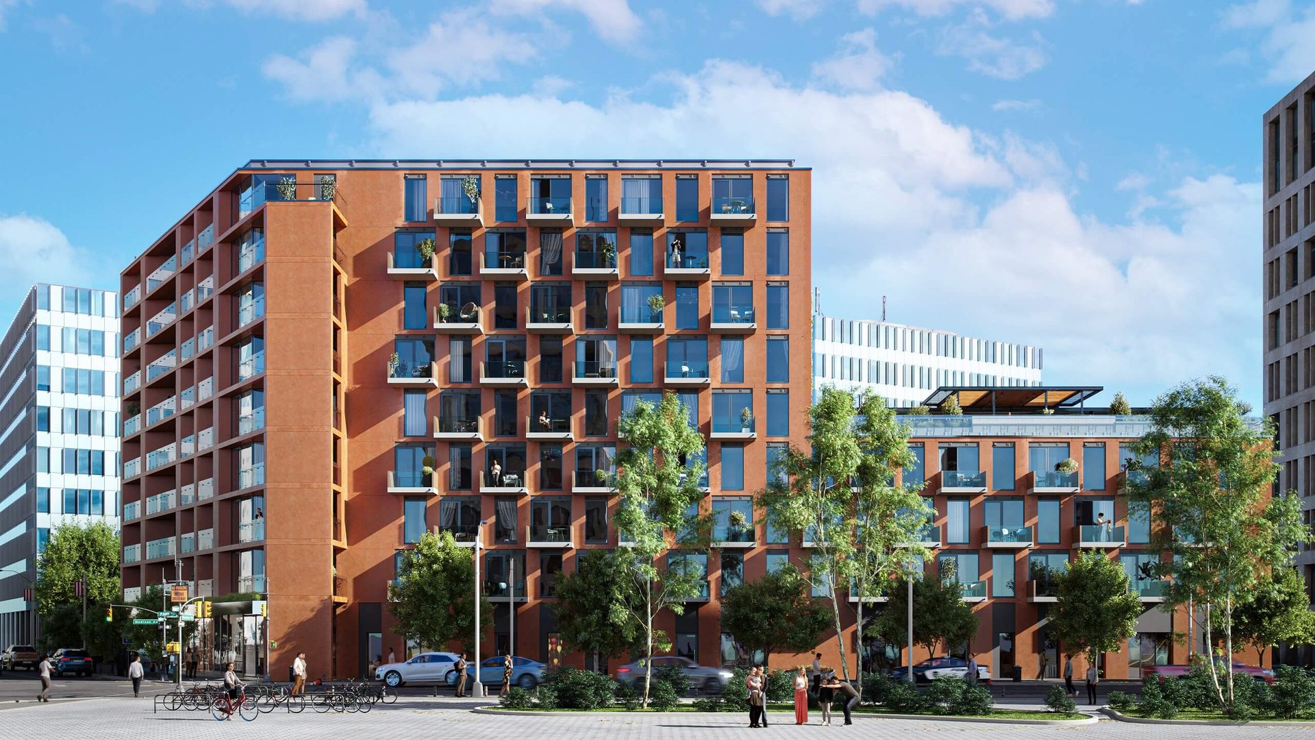 Exterior CGI of a Mid-Rise Building in the USA