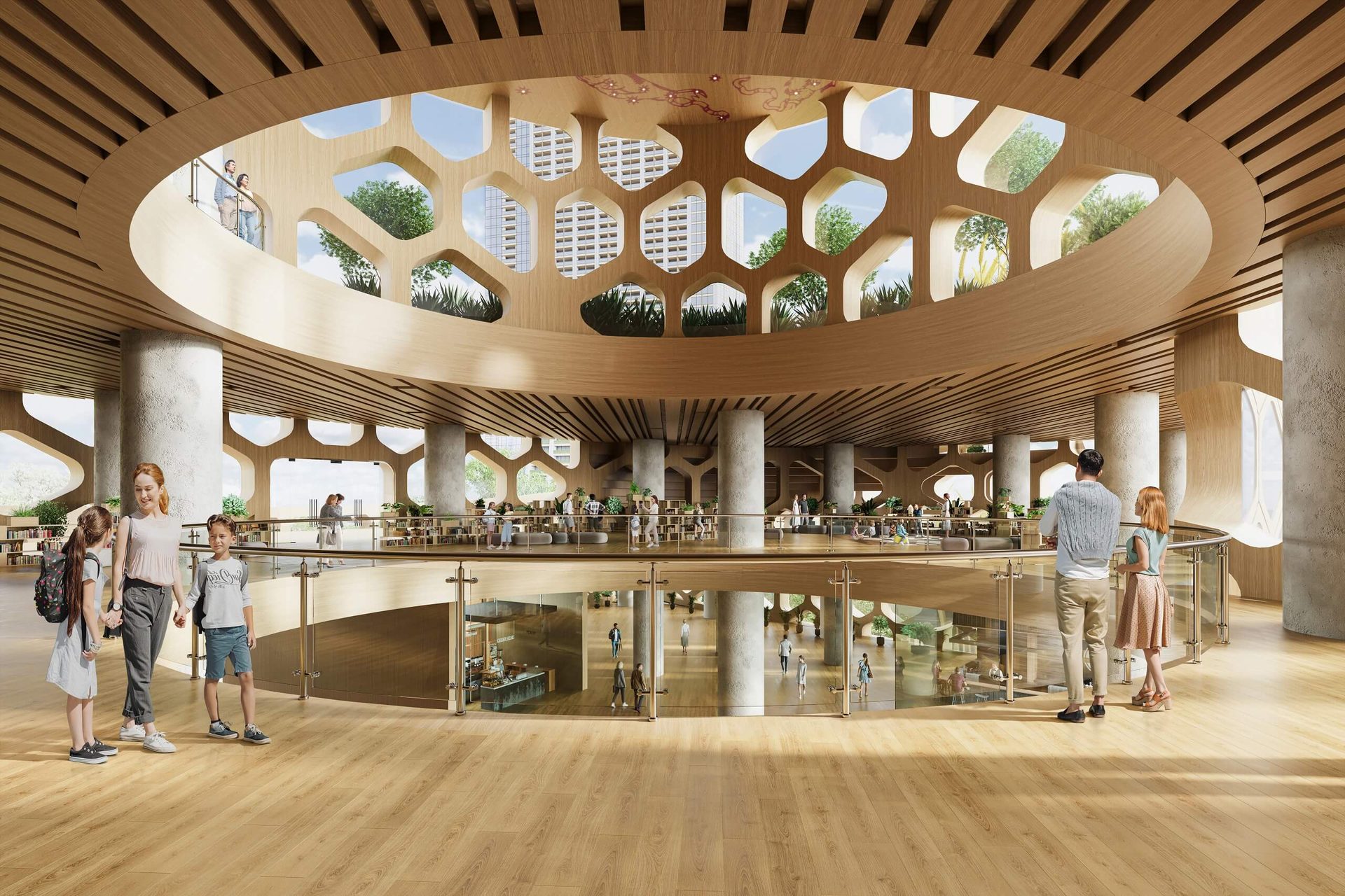 Interior 3D Rendering of a Library