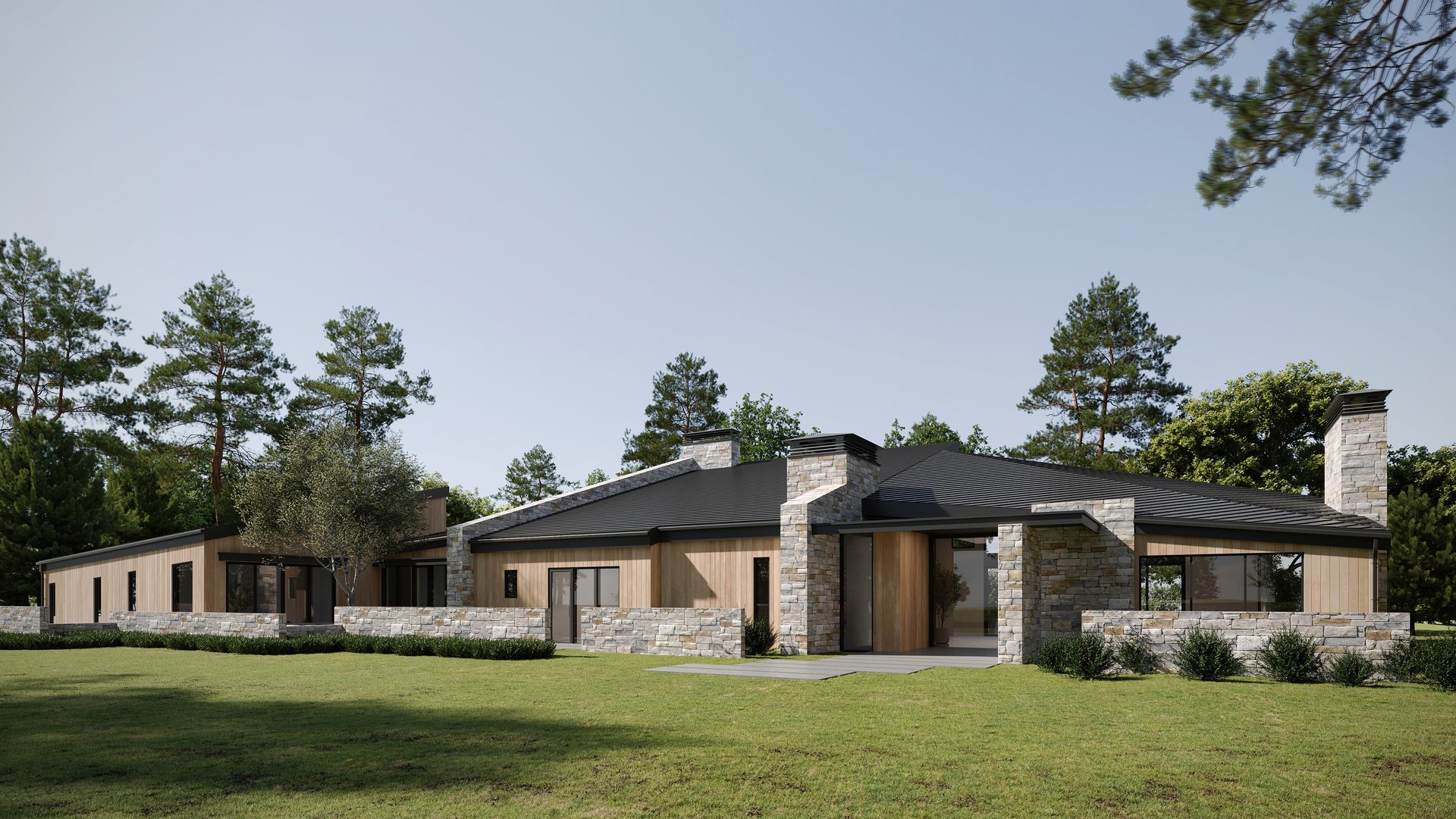 Exterior 3D Render of a Residence in Pebble Beach, California