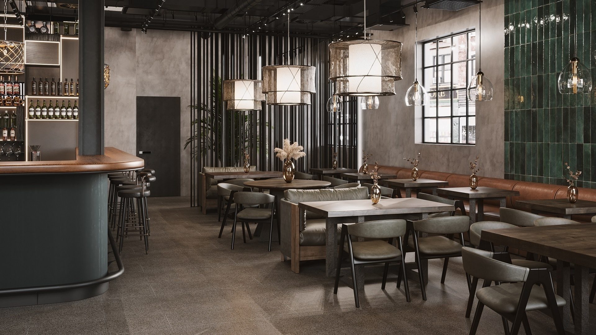Standard Quality 3D Rendering of a Restaurant Interior
