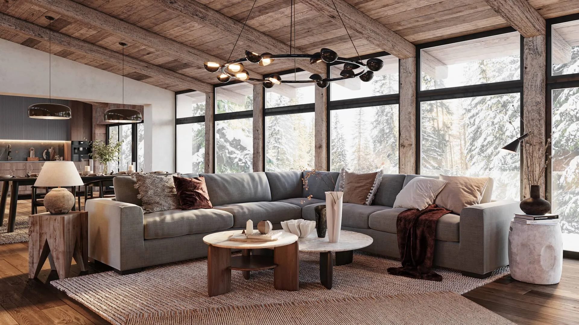 Interior design render — decor change option