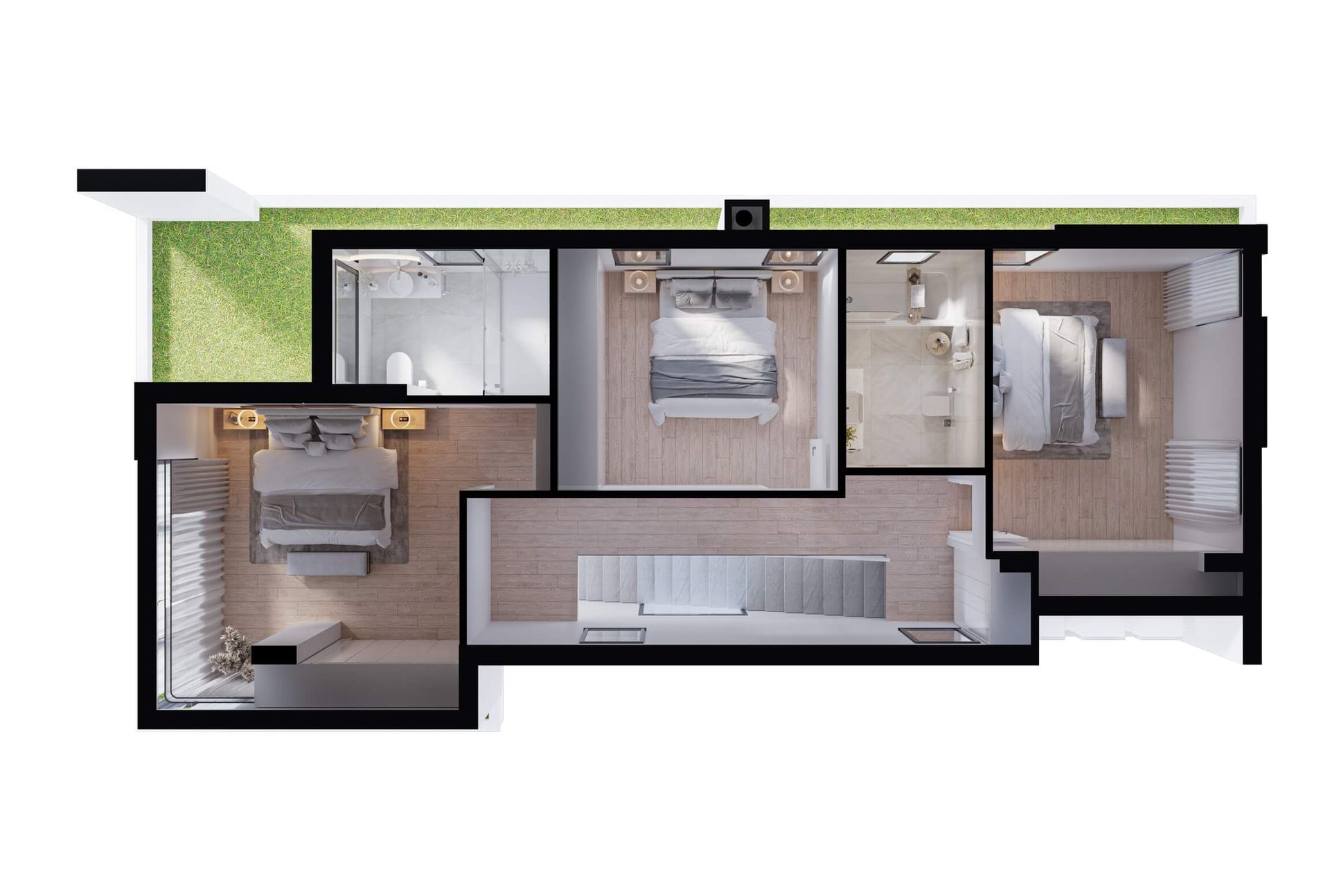 CGI floorplan 3 bedroom residence floor