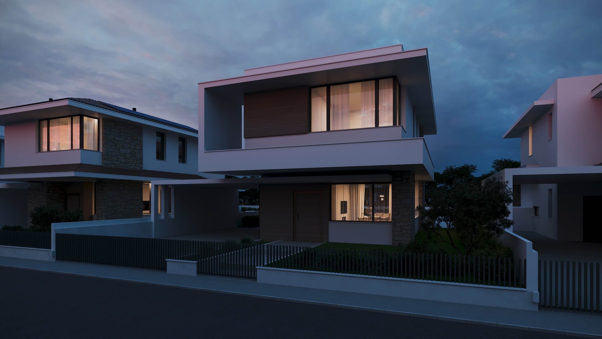 CGI for sun valley residences nighttime front