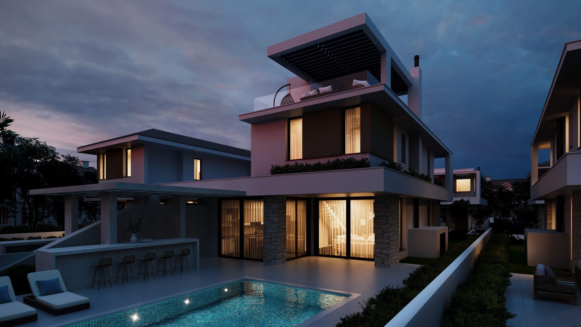 Residential CGI nighttime back