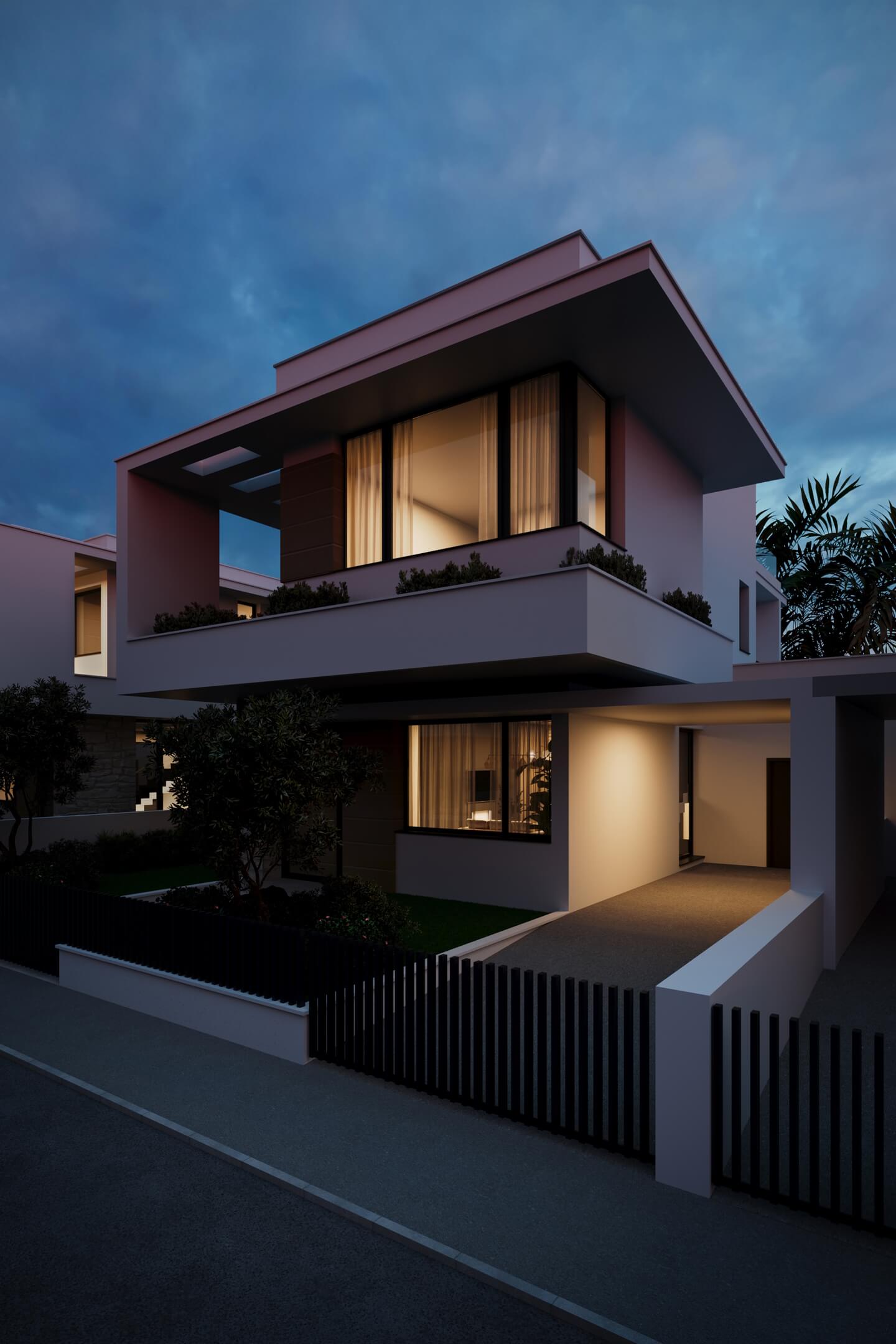 Residential CGI nighttime front