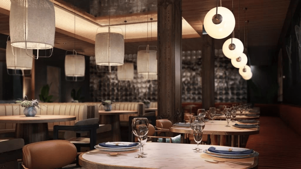 Hospitality rendering — close-up materials CGI