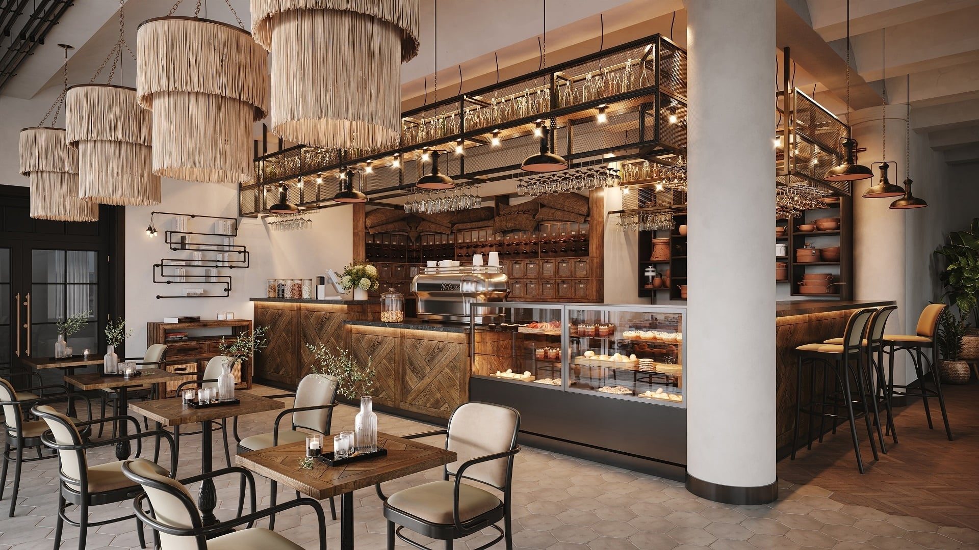 3D visualization for restaurant interiors — base view