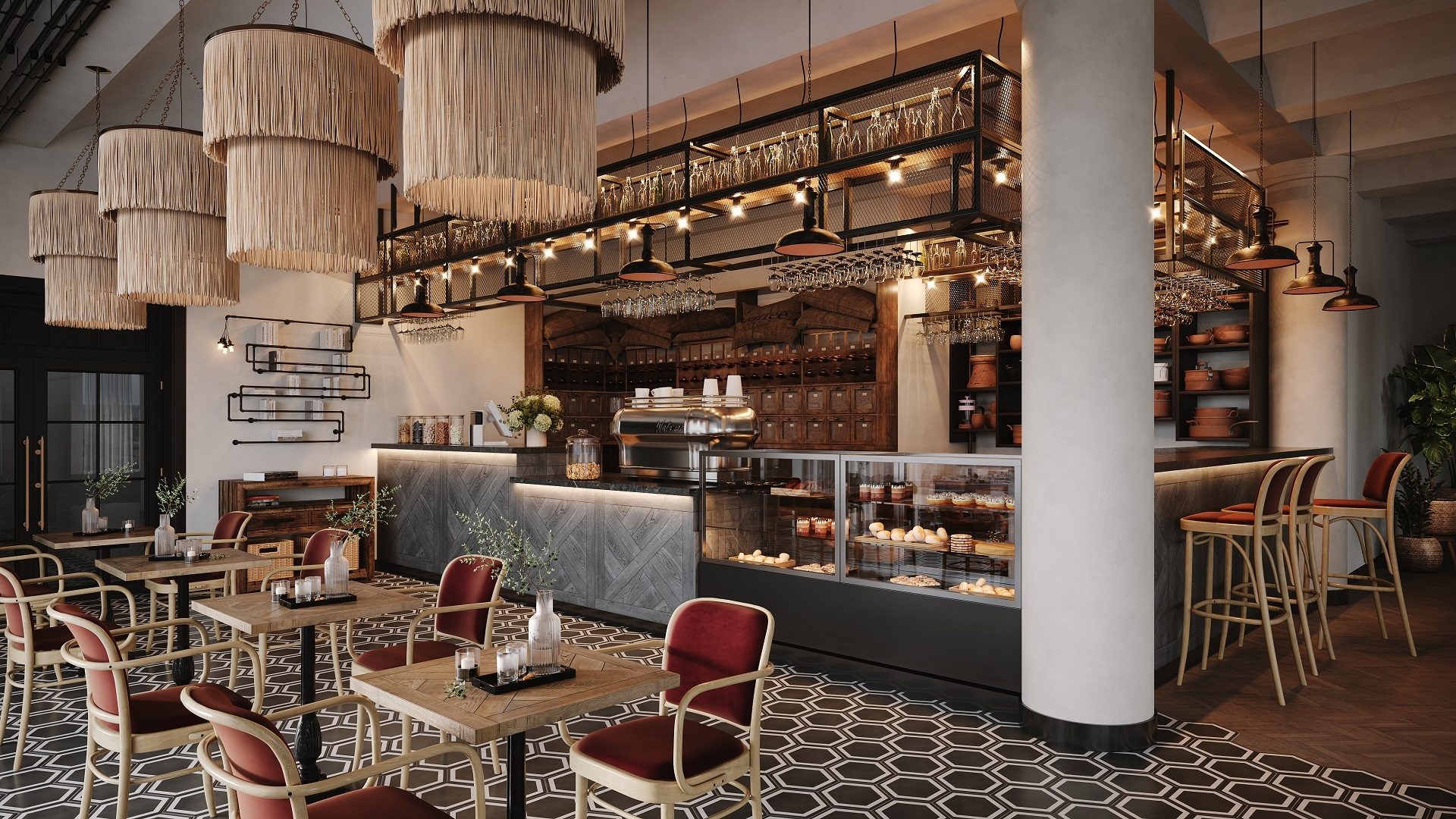 Color Change in Restaurant Interior Visualization