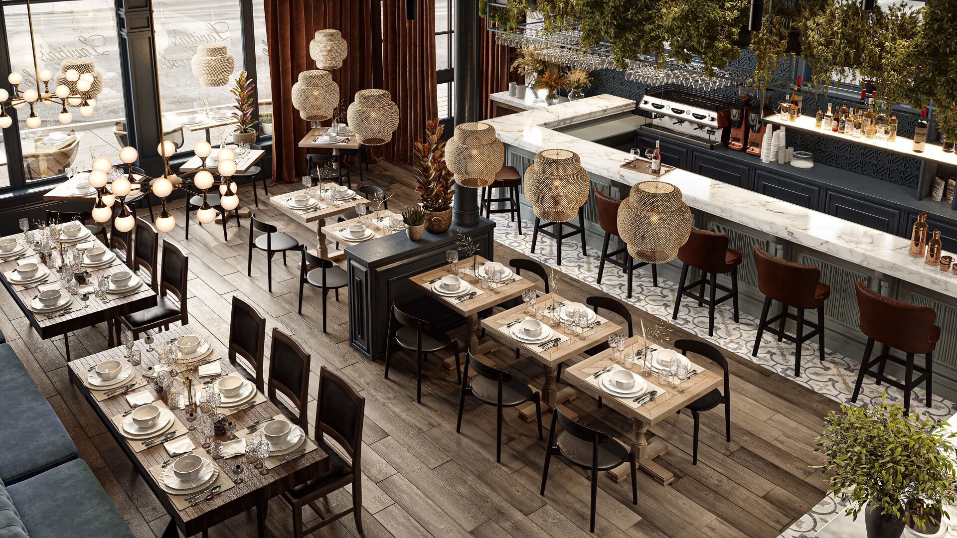 Restaurant 3D rendering — NYC project interior