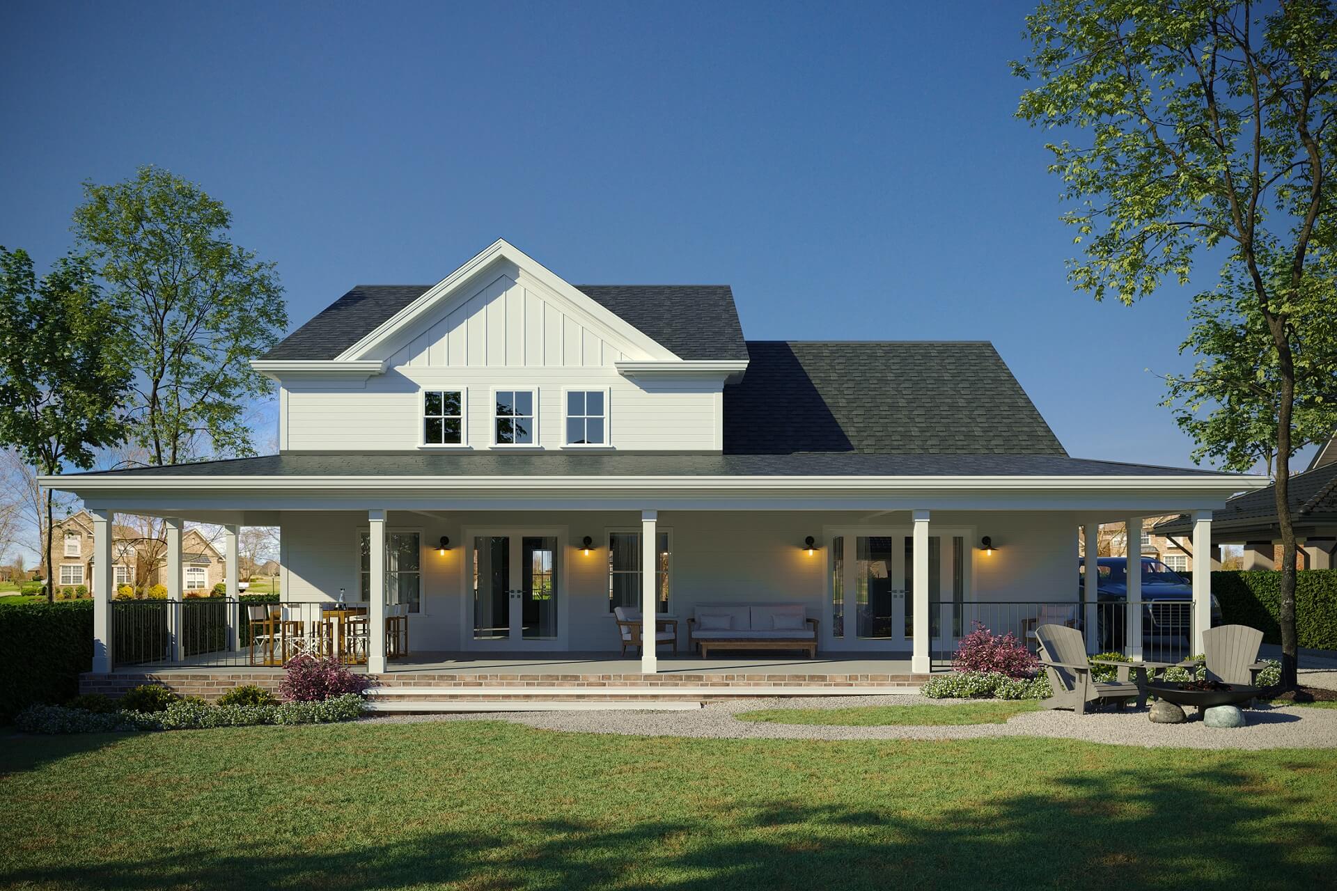 Exterior 3D Rendering: Rear View