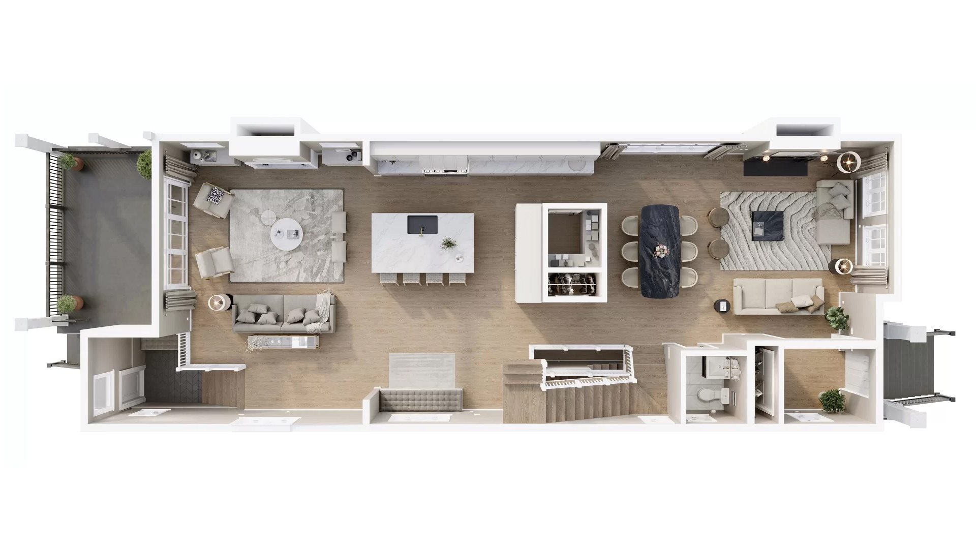 Townhouse 3D Floor Plan